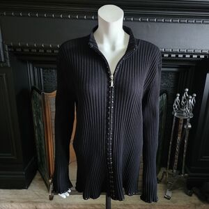 Belldini black beaded ribbed sweater/ cardigan, plus size 2X